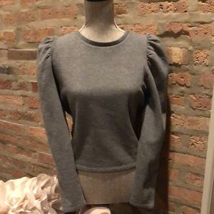 Zara Gray Puff Sleeve Sweatshirt Sz Medium